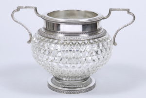 Große Prunkvase, Glas/Silber, 84 Zolotnik, Karl Fabergé, Moskau, um 1908/10, HxD 25x28cm