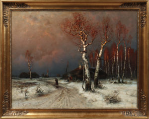 Julius von Klever, Winterlandschaft mit Birken und gerötetem Himmel, ca. 80x98cm, Zuschlag: 7000,-€