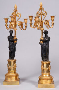 Paar Empire-Girandolen, Frankreich, 19.Jh., H 61,5cm, Zuschlag: 2800,-€